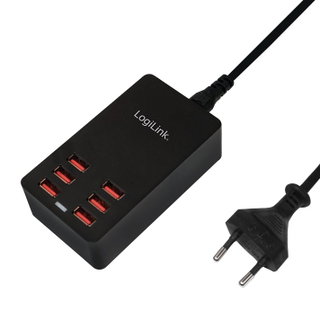 6 USB 32 W Black Table Charger - Logilink IPW-USB- 6 P 32 W