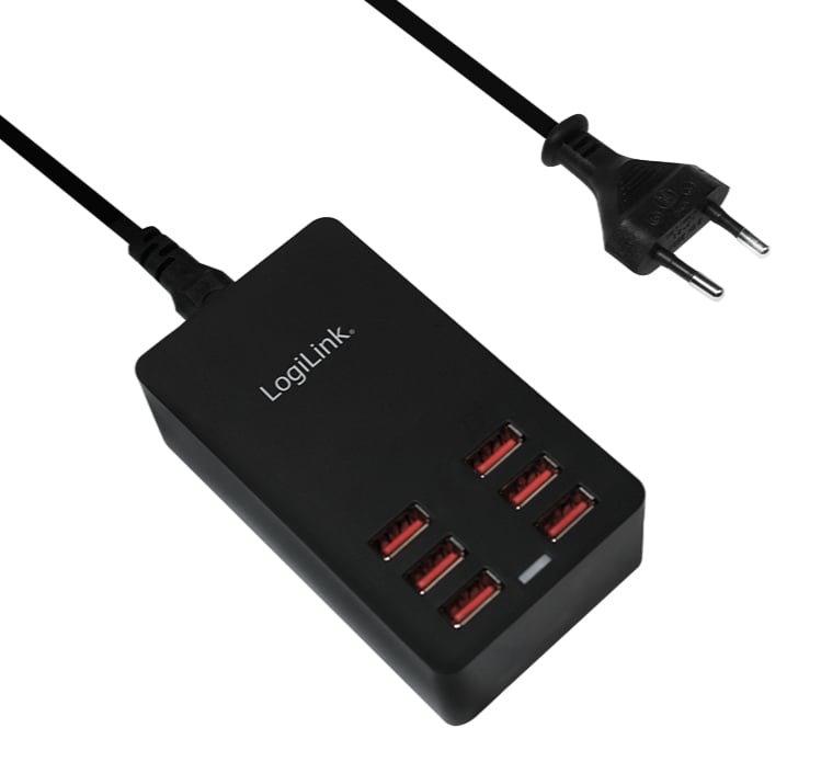Caricatore da Tavolo a 6 porte USB 32W Nero - Logilink IPW-USB-6P32W