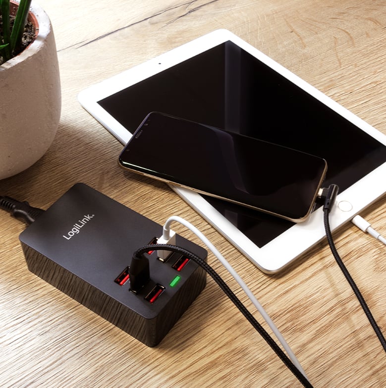 Caricatore da Tavolo a 6 porte USB 32W Nero - Logilink IPW-USB-6P32W