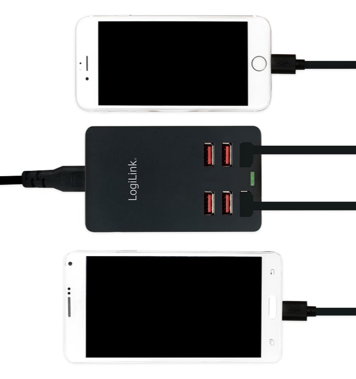 Caricatore da Tavolo a 6 porte USB 32W Nero - Logilink IPW-USB-6P32W