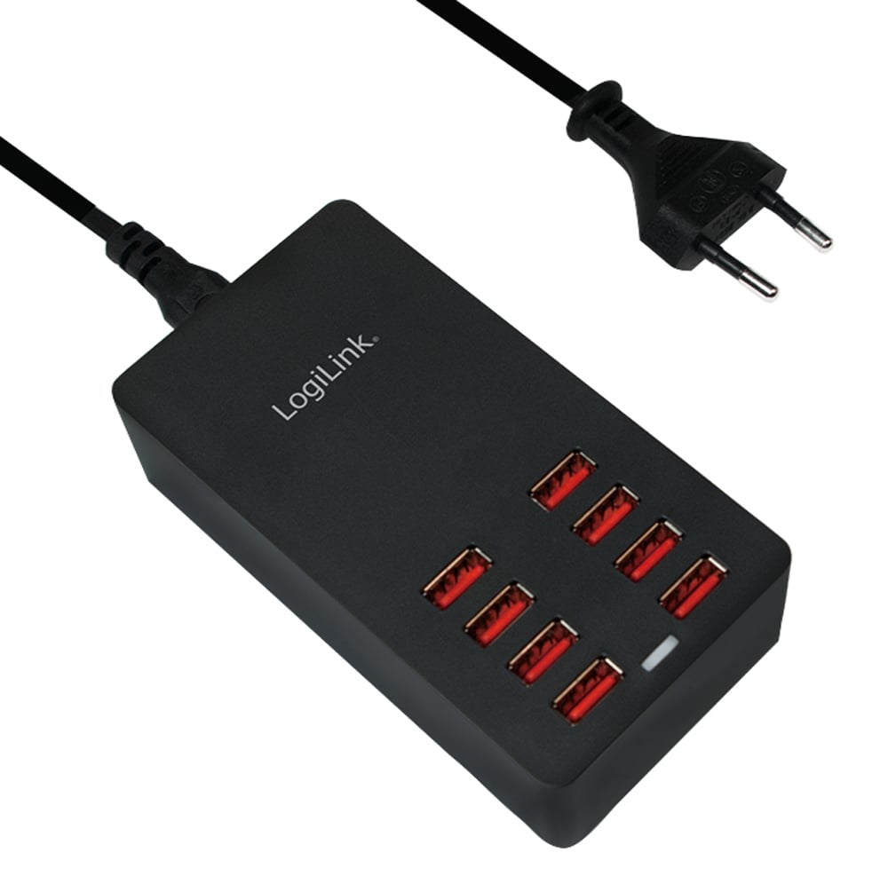 Caricatore da Tavolo a 8 porte USB 44W Nero - Logilink IPW-USB-8P44W