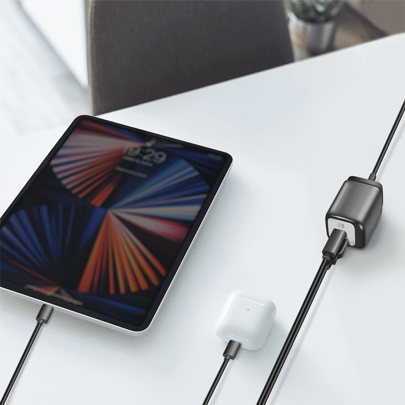 Caricatore Alimentatore GaN 1x USB-C™ 1x USB-A 30W con Cavo - Logilink IPW-USB-CBLCA30