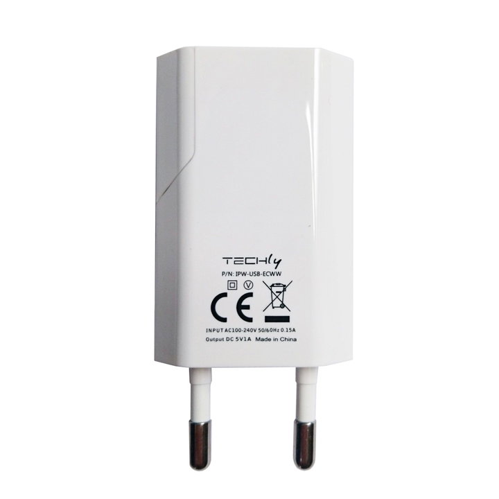 Caricatore USB 1A compatto spina europea bianco - Techly IPW-USB-ECWW
