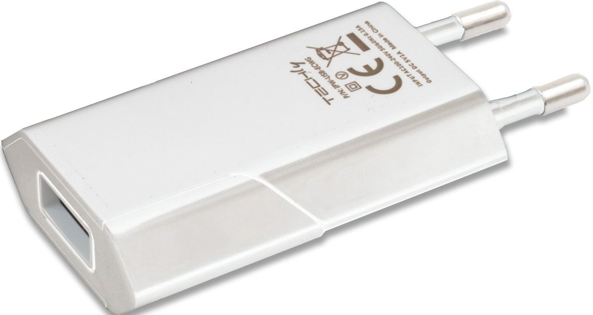 USB 1 Compact white European plug charger - Techly IPW-USB-ECWW