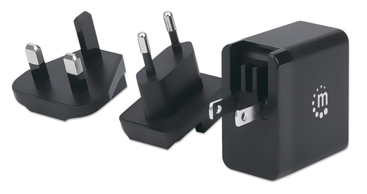 Caricatore da muro GaN Tech 65W USB-C PD viaggio - Manhattan IPW-USB-G65W
