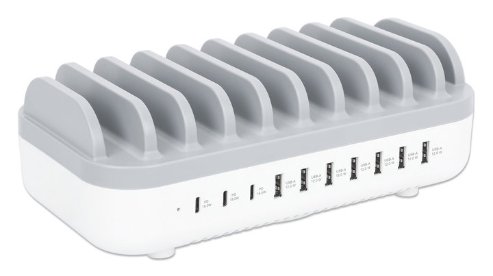 Docking Station Stazione di Ricarica 10 Porte USB 120W - Manhattan IPW-USB-MULTI3C7A