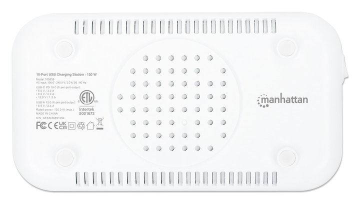 Docking Station Stazione di Ricarica 10 Porte USB 120W - Manhattan IPW-USB-MULTI3C7A