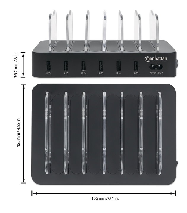 Docking Station Stazione di Ricarica 6 Porte USB - Manhattan IPW-USB-MULTI6
