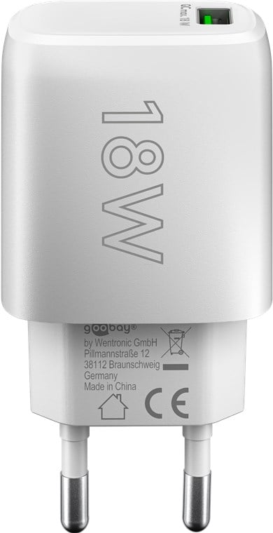 Caricabatterie Ricarica Rapida USB QC 3.0 (18 W) Bianco - Goobay IPW-USB-QB18W