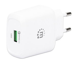 USB Charger from Wall QC 3.0 18 W Quick Charge White - Manhattan IPW-USB-QC 3 Wh