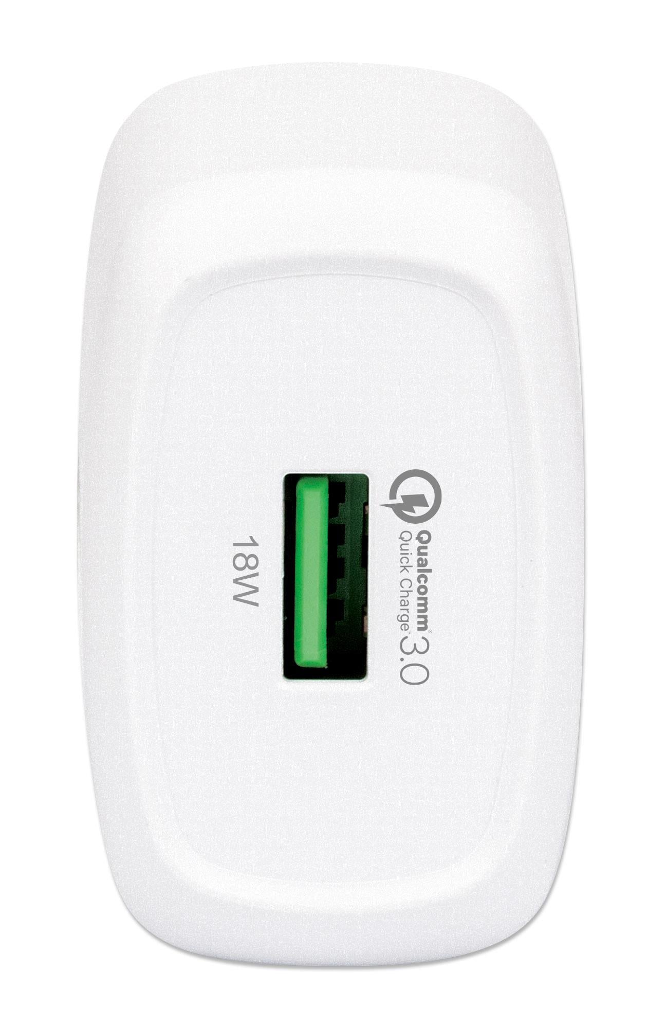 USB Charger from Wall QC 3.0 18 W Quick Charge White - Manhattan IPW-USB-QC 3 Wh