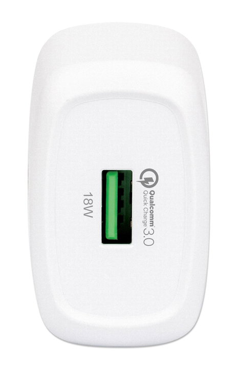 Caricatore USB da Muro QC3.0 18W Quick Charge Bianco - Manhattan IPW-USB-QC3WH