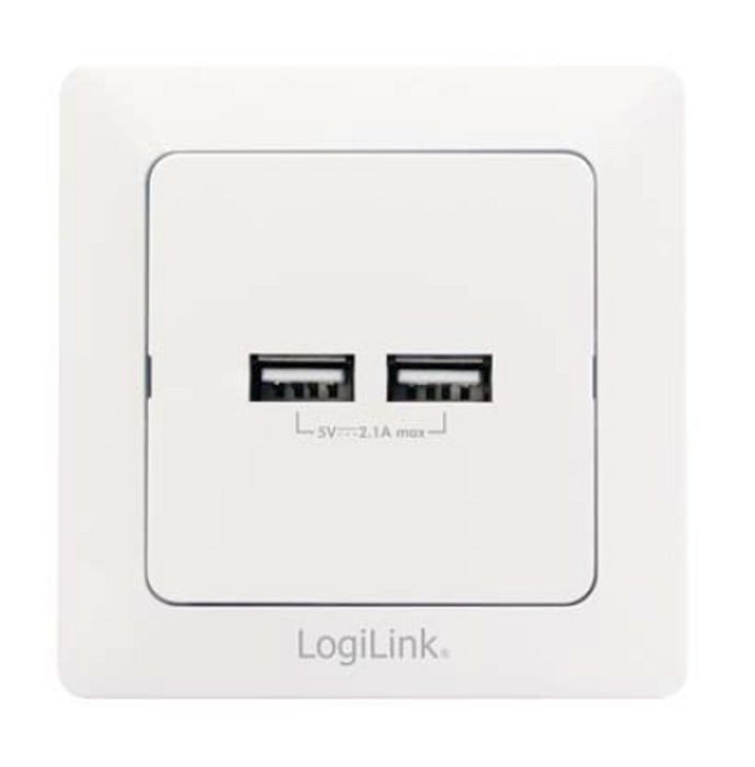 Presa a Muro 2 porte USB Bianco - Logilink IPW-USB-W02U