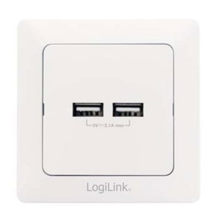 Presa a Muro 2 Porte USB Bianco - Logilink IPW-USB-W02U