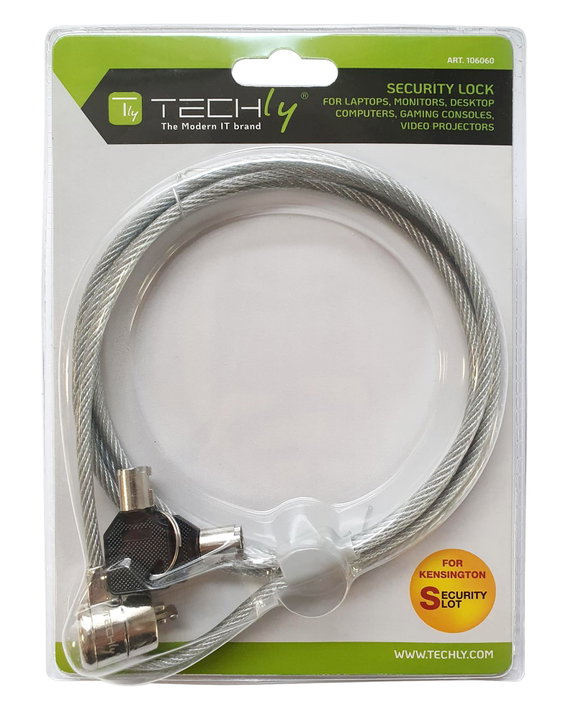 Cavo di Sicurezza in Acciaio con Lucchetto per Notebook - Techly IQ-LOK-08-KT