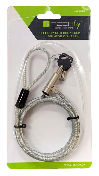 Lucchetto con Sistema di Sicurezza Wedge-Lock per Notebook Cavo 1,8m - Techly IQ-LOK-13-KT
