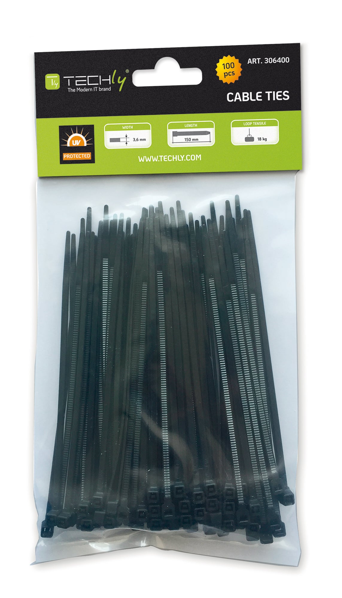 Fascette Fermacavi Autobloccanti 100x2,5mm in Nylon 100pz Nero - Techly ISWT-10025-BK