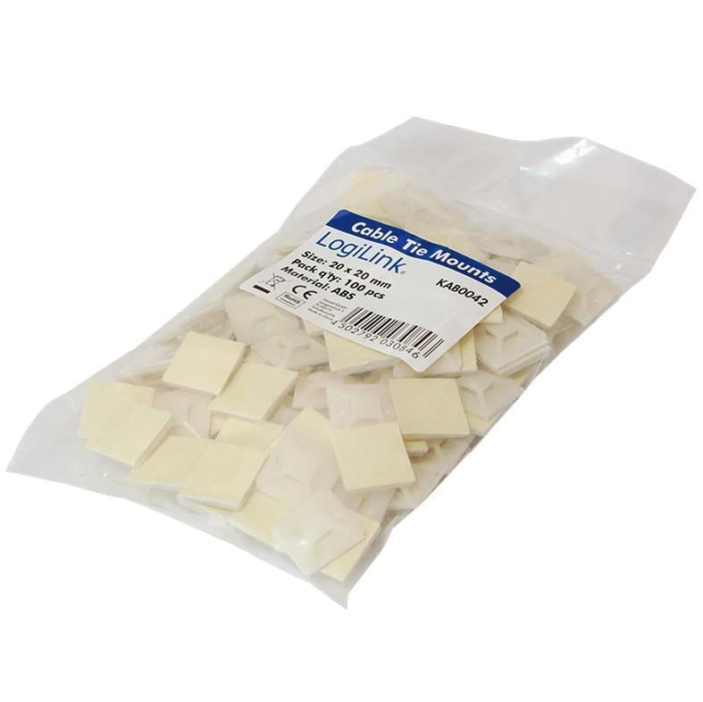 Supporto Autoadesivo 19x19mm per Fascette 100 Pz Beige - Logilink ISWT-102
