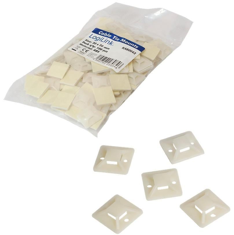 Supporto Autoadesivo 19x19mm per Fascette 100 Pz Beige - Logilink ISWT-102