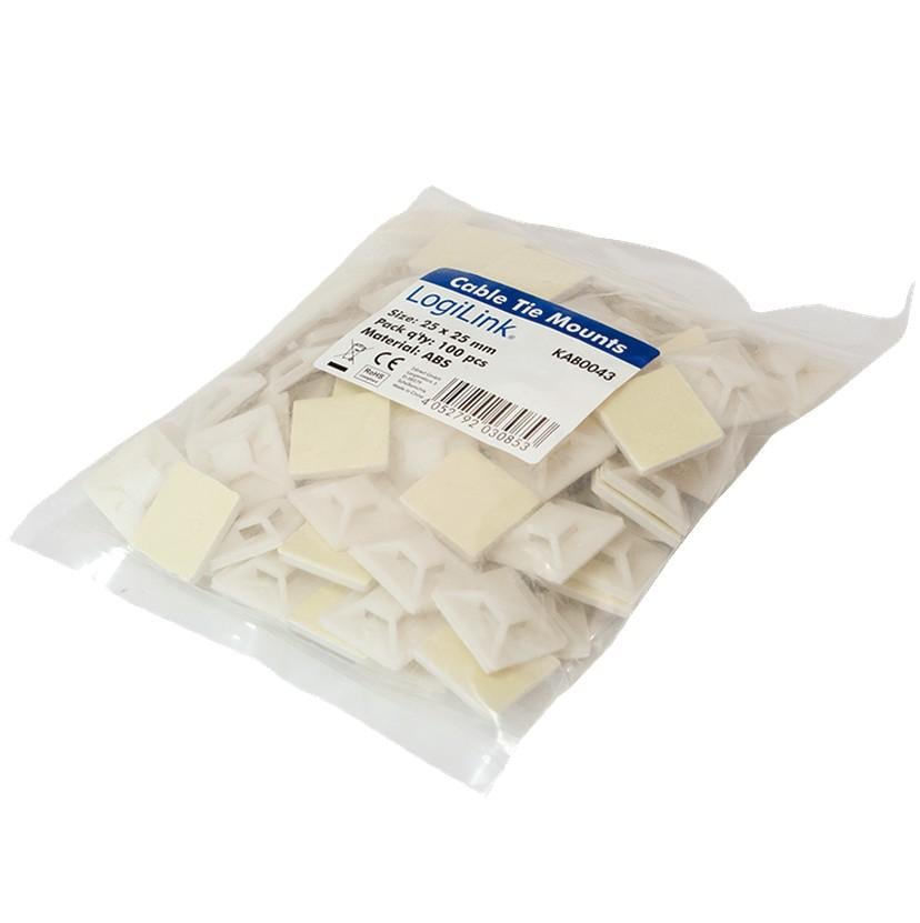 Supporto Autoadesivo 25x25mm per Fascette 100 Pz Beige - Logilink ISWT-1025