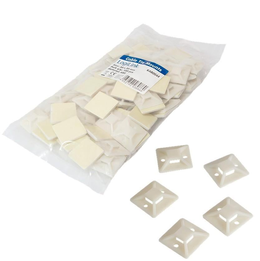 Supporto Autoadesivo 28x28 mm per Fascette 100 Pz Beige - Logilink ISWT-103