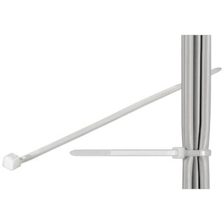 Cable clamps 150 x 3,6 mm Nylon 100 pcs White - Techly ISWT- 15035