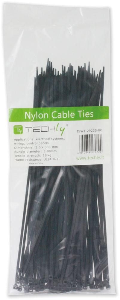 Fascette Fermacavi Autobloccanti 200x4,8mm in Nylon 100pz Bianco - Techly ISWT-20048