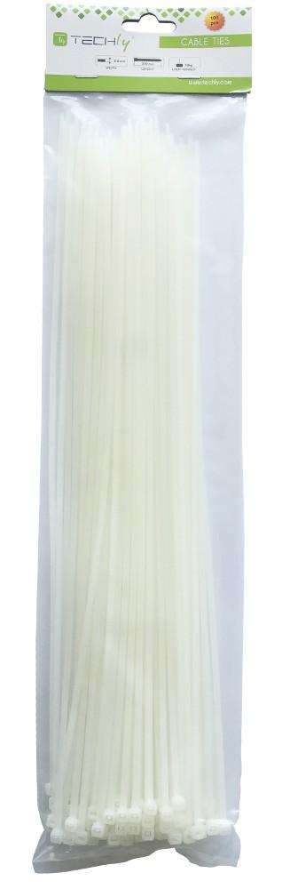 Fascette Fermacavi Autobloccanti 380x7,6mm in Nylon 100pz Bianco - Techly ISWT-38076-GY