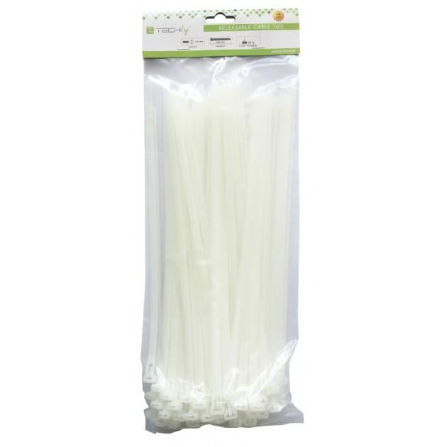 Fascette Fermacavi 200x4,8mm con Targhetta 13x28mm 100 pz Bianco - Techly ISWT-481