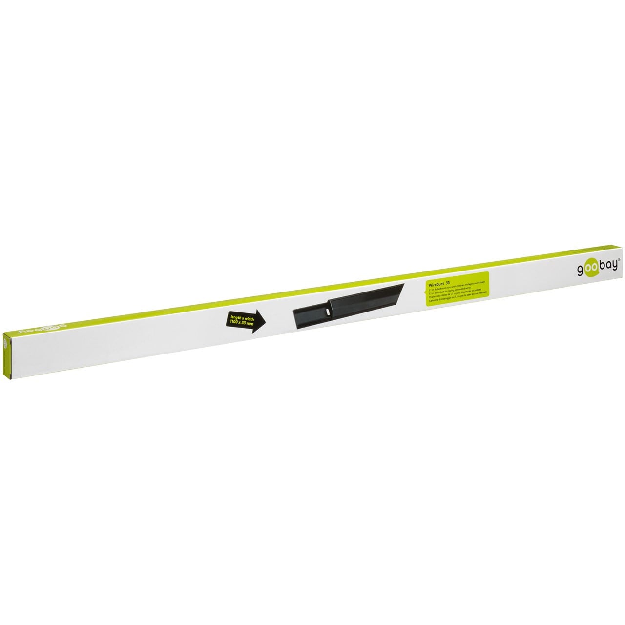 Canalina Passacavi in Alluminio per Cablaggio 33mm lunga 1,1m Nero - Goobay ISWT-CAN-A33-110B
