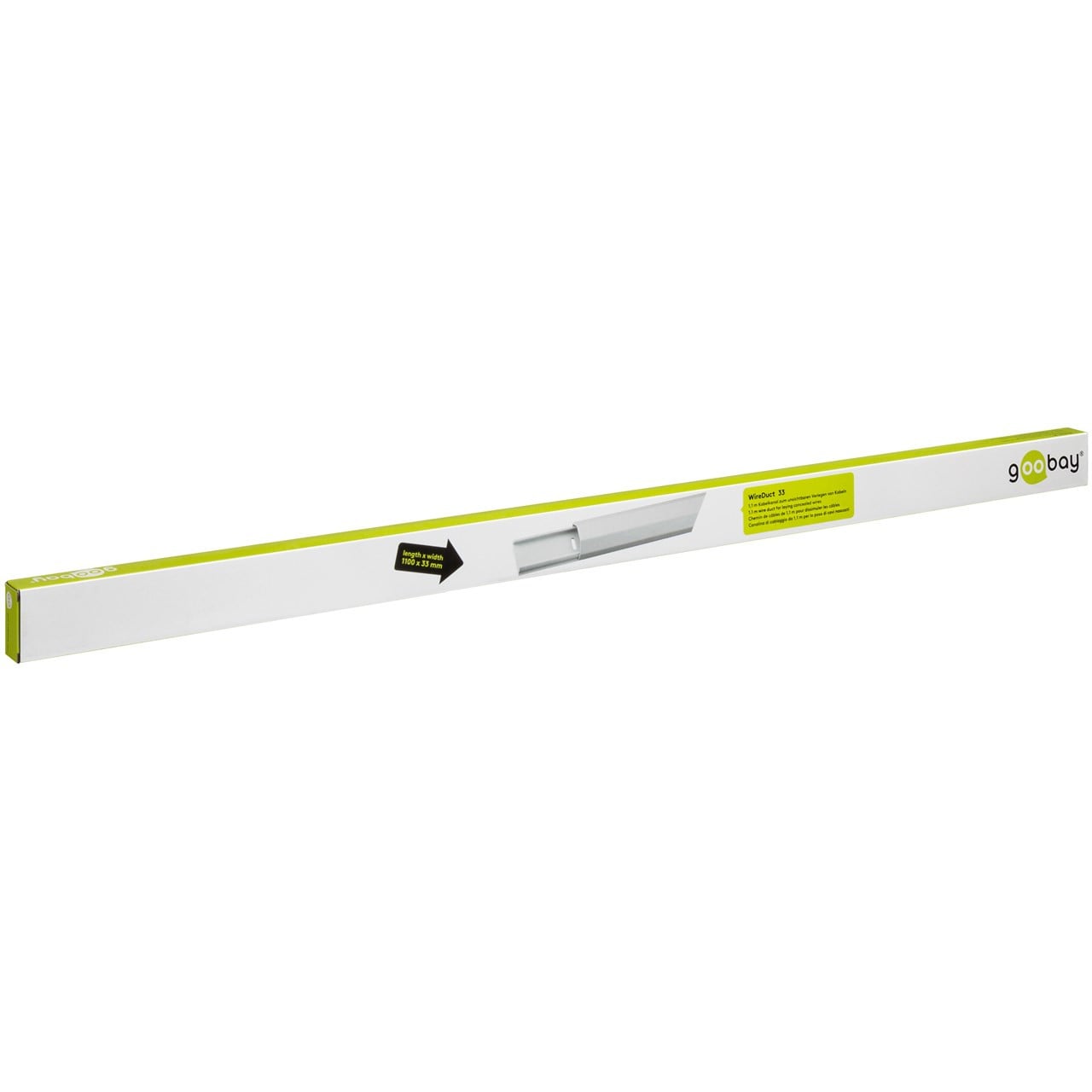 Canalina Passacavi in Alluminio per Cablaggio 33mm lunga 1,1m Bianco - Goobay ISWT-CAN-A33-110W