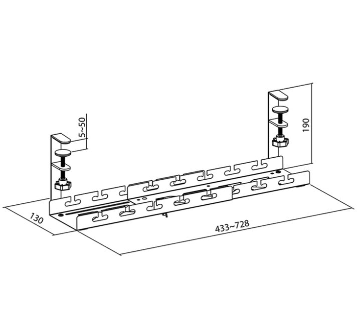 Organizer Gestione Cavi Sotto Scrivania Estensibile con Morsetto - Logilink ISWT-CAN-TRAYEX