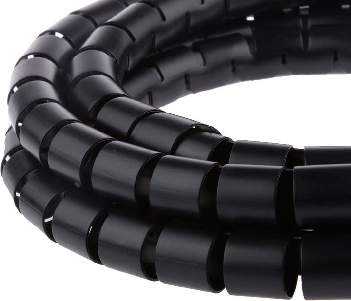 Coat Cables Diameter 25 mm Spiral 20 m Black - Techly ISWT-CAN 2 -BK 20