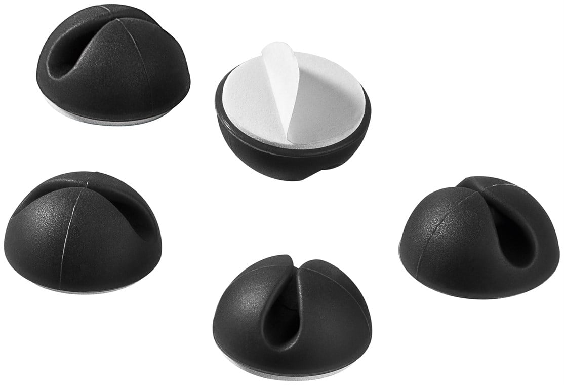 Set Fermacavo Adesivi da Scrivania Nero - Goobay ISWT-CL-5BK