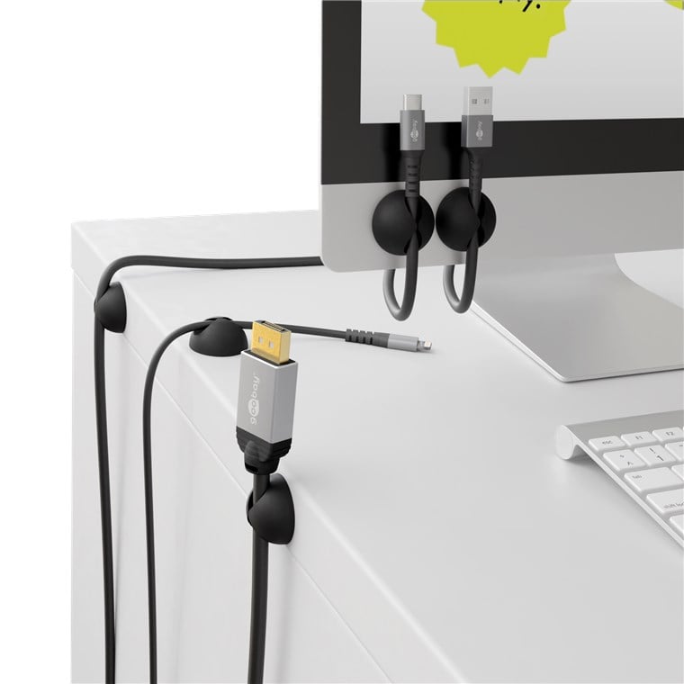 Set Fermacavo Adesivi da Scrivania Nero - Goobay ISWT-CL-5BK