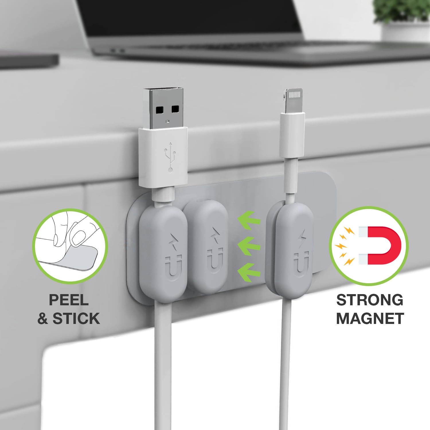 Organizzatore di Cavi Magnetico a Quattro Fermacavi con Base - Techly ISWT-CL-MAGNETIC