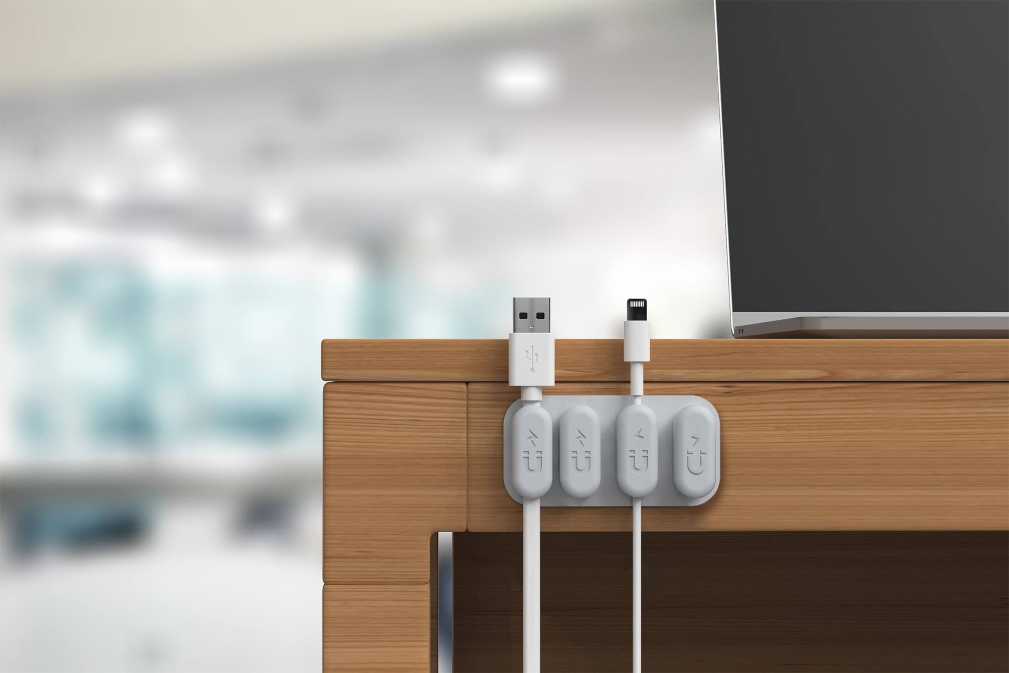 Organizzatore di Cavi Magnetico a Quattro Fermacavi con Base - Techly ISWT-CL-MAGNETIC
