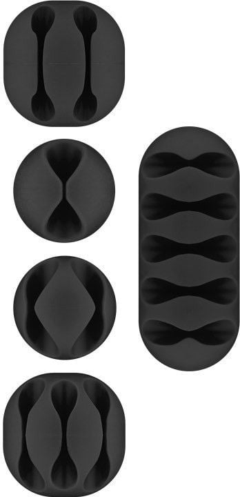 Clip Fermacavo Set da 5 pz Varie Misure Nero - Goobay ISWT-CL-SET5BK