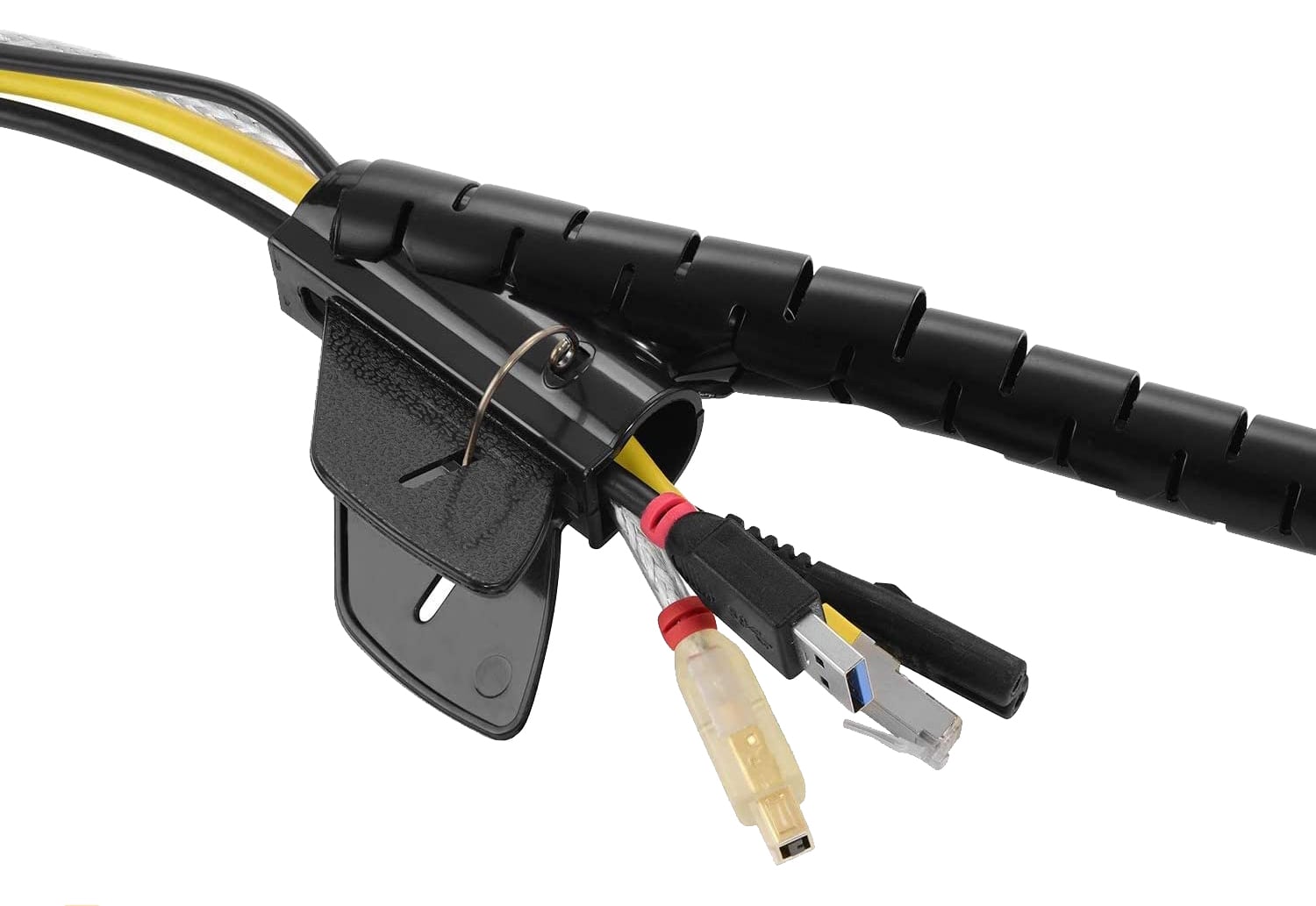 Guaina Raccogli Cavi ø 25mm Lunghezza 2,5m con Inseritore - Techly ISWT-KIT-BK