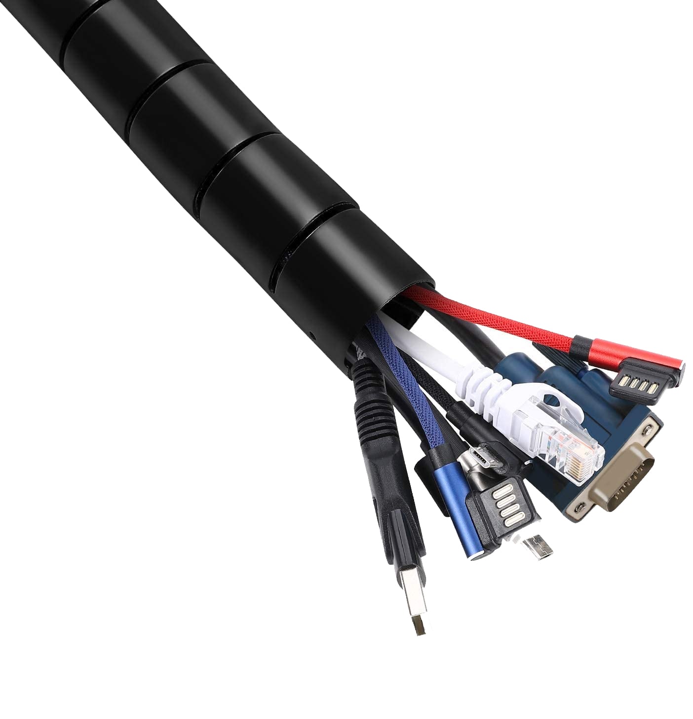 Guaina Raccogli Cavi ø 25mm Lunghezza 2,5m con Inseritore - Techly ISWT-KIT-BK