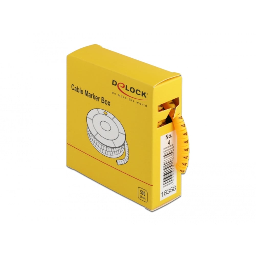 Scatola Segnacavo Giallo 500 Pezzi Numero 4 - Delock ISWT-MARK-4-500