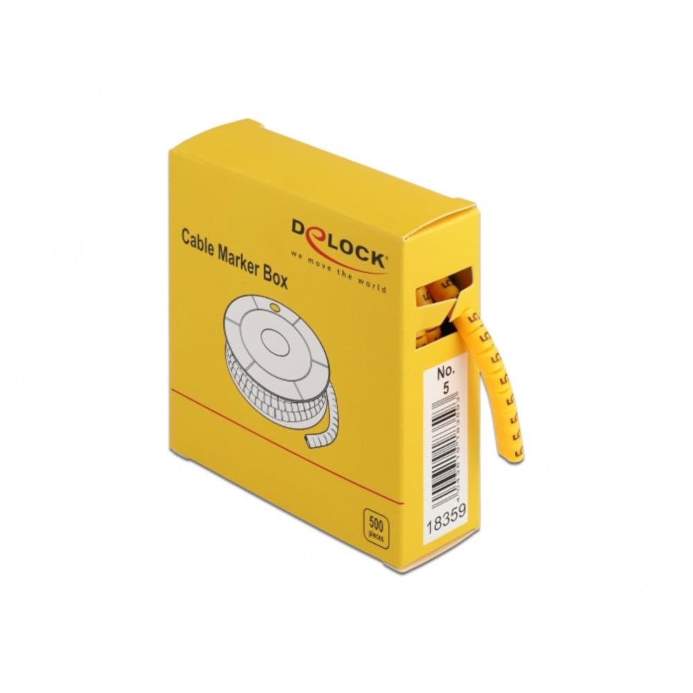 Scatola Segnacavo Giallo 500 Pezzi Numero 5 - Delock ISWT-MARK-5-500