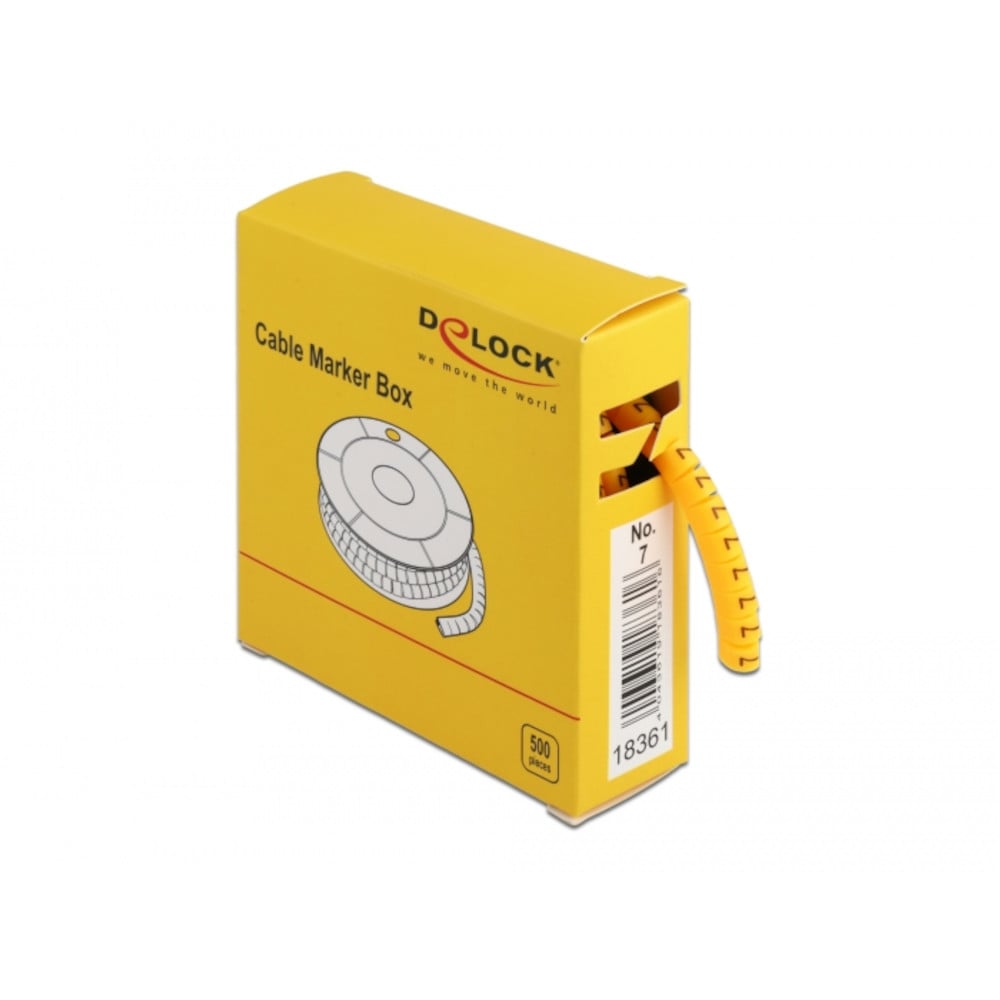 Scatola Segnacavo Giallo 500 Pezzi Numero 7 - Delock ISWT-MARK-7-500