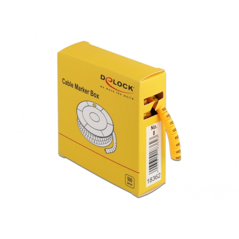 Scatola Segnacavo Giallo 500 Pezzi Numero 8 - Delock ISWT-MARK-8-500
