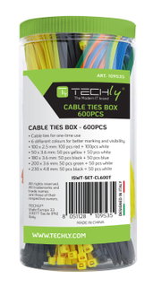 Fascette Fermacavo Colorate Kit da 600pz - Techly ISWT-SET-CL600T