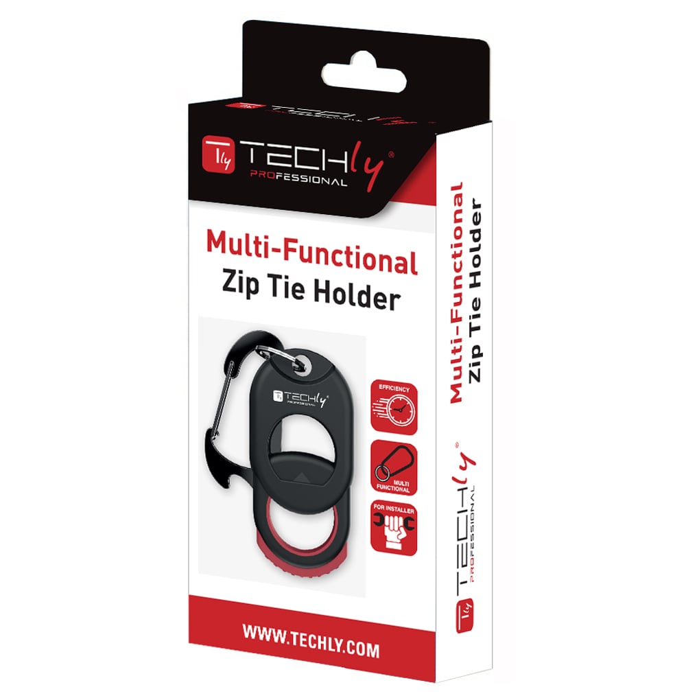 Accessorio Porta Fascette Multiuso con Moschettone - Techly Professional ISWT-TIE-HOLDER