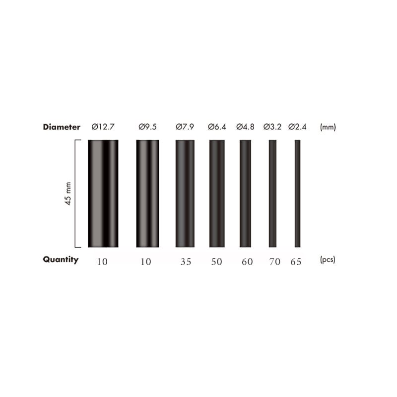 Set 300 Tubi Neri Guaina Termorestringente per Isolamento Cavi - Logilink ISWT-TUBE345-BK