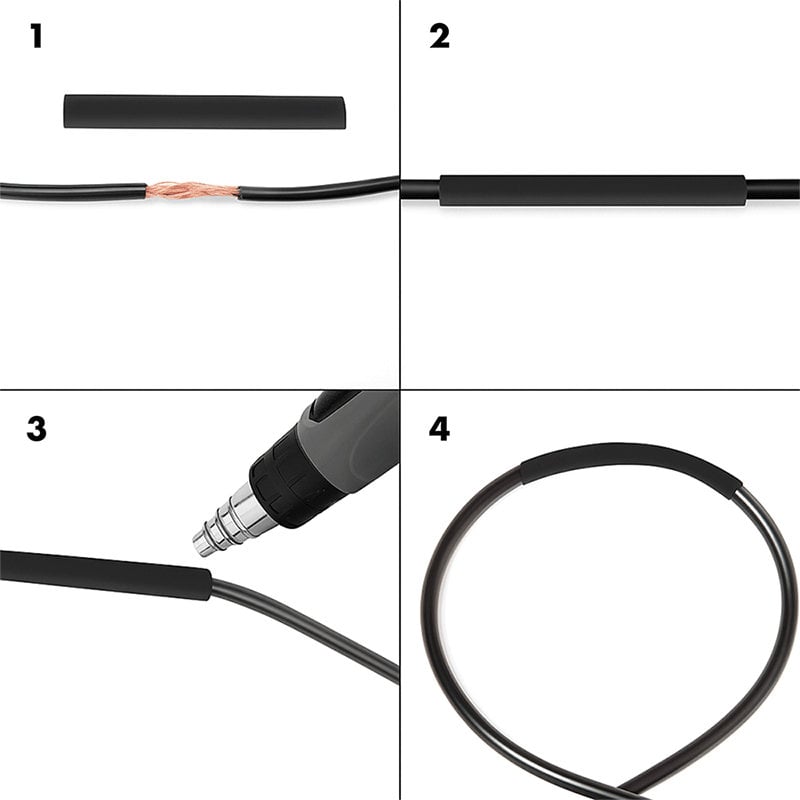 Set 300 Tubi Neri Guaina Termorestringente per Isolamento Cavi - Logilink ISWT-TUBE345-BK