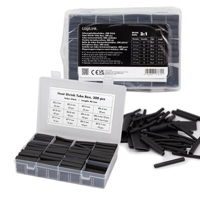 Set 300 Black Pipes Thermal Insulation Coat Cables - Logilink ISWT-TUBE 345 -BK