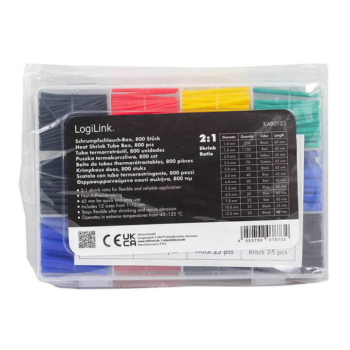 Set 800 Colored Pipes Thermal Insulation Coat Cables - Logilink ISWT-TUBE 845 -BK